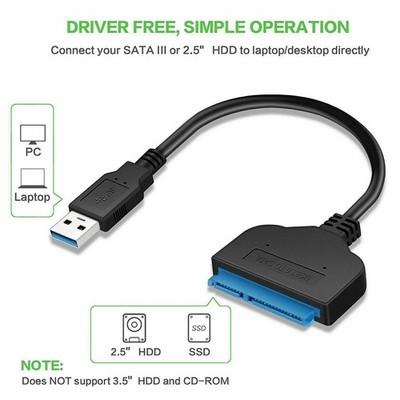 USB 3.0 auf SATA 22 Pin 2,5 Zoll Festplatte SSD Adapter Stecker Leitung Kabel