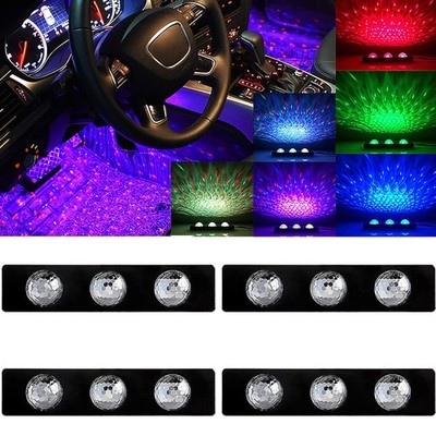 4x Car Roof Ceiling Footwell Floor Interior USB RGB Atmosphere Neon Lighting