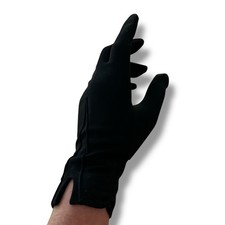 Vintage 50's 60's Black Nylon Womens Wrist Length Gloves Sz 7-1/2