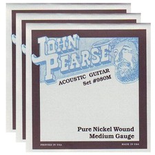 John Pearse Strings 980M-3pack John Pearse Acoustic Strings Pure Nickel Medium