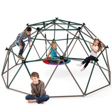 10ft Geometric Dome Climber for Kids with Saucer Swing Outdoor Jungle Gym 800lbs