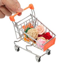 Mini Shopping Cart, Tiny Shopping Cart Supermarket Handcart, Orange