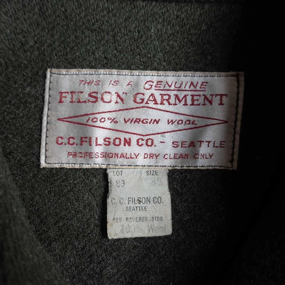 FILSON Mackinaw Cruiser Jacket Wool Green Men’s Size 38 Made in USA Pre-Owned - Image 4 of 4