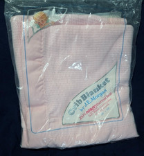NEW VTG J E Morgan Acrilan Thermal Waffle Weave Knit Baby Blanket 36x50 USA Trim