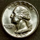 🟅 UNC 1955 90% Silver Wash. Quarter 25¢ - 71-Year-Old Coin