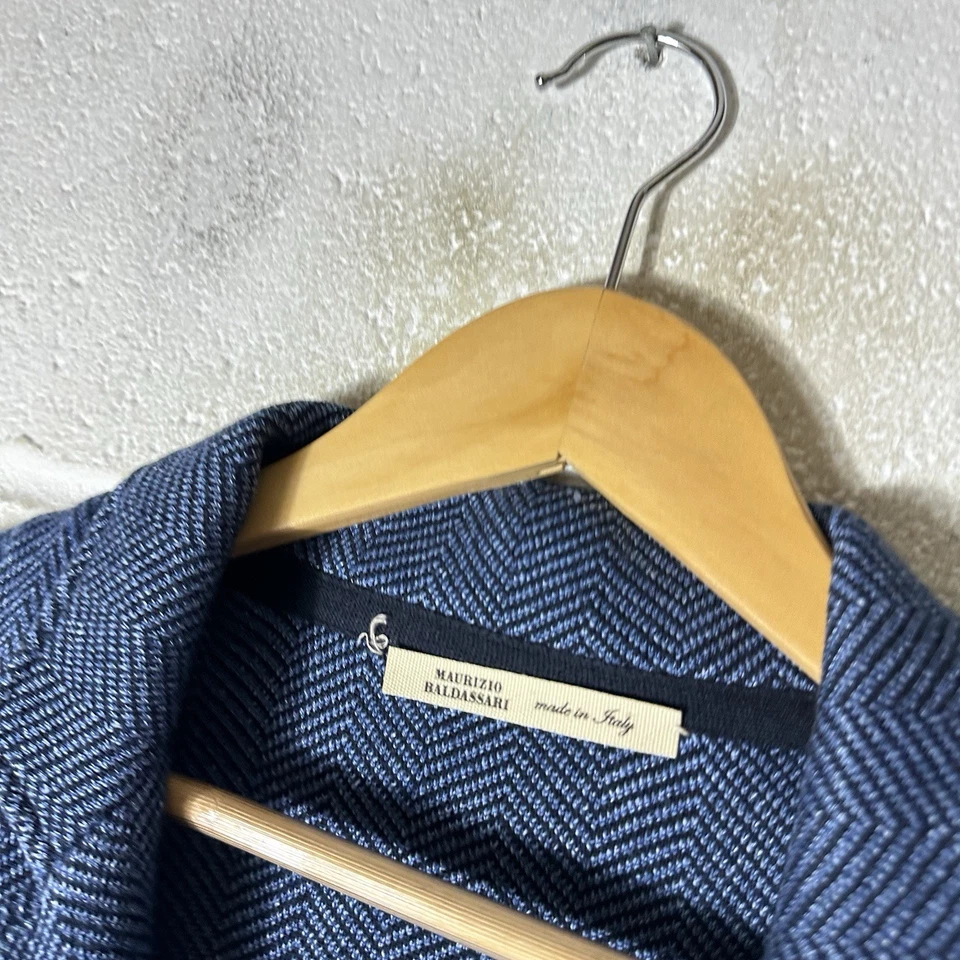 Chaqueta Maurizio Baldassari Para Hombre 52 Azul Lino Seda Chaqueta Brera Italia Blazer Foto 3 de 4
