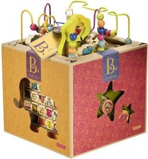 B.Toys Zany Zoo Wooden Activity Cube Open Box