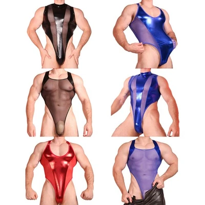 Männer Trikot Kostüm Body Strand Jumpsuit Leistung Clubwear Pool Disko Ärmellos - Bild 1 von 3