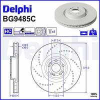 2X Delphi Bremsscheibe BG9485C FüR Mercedes GLE V167 C167 GLS X167 350 Matic 167