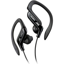 JVC Adjustable Ear Clip Sweat Resistant In-Ear Sports Headphone - Black Black He