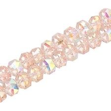 Crystal Glass Beads, 8 mm Rondelle Crystal Beads, Pink Flash