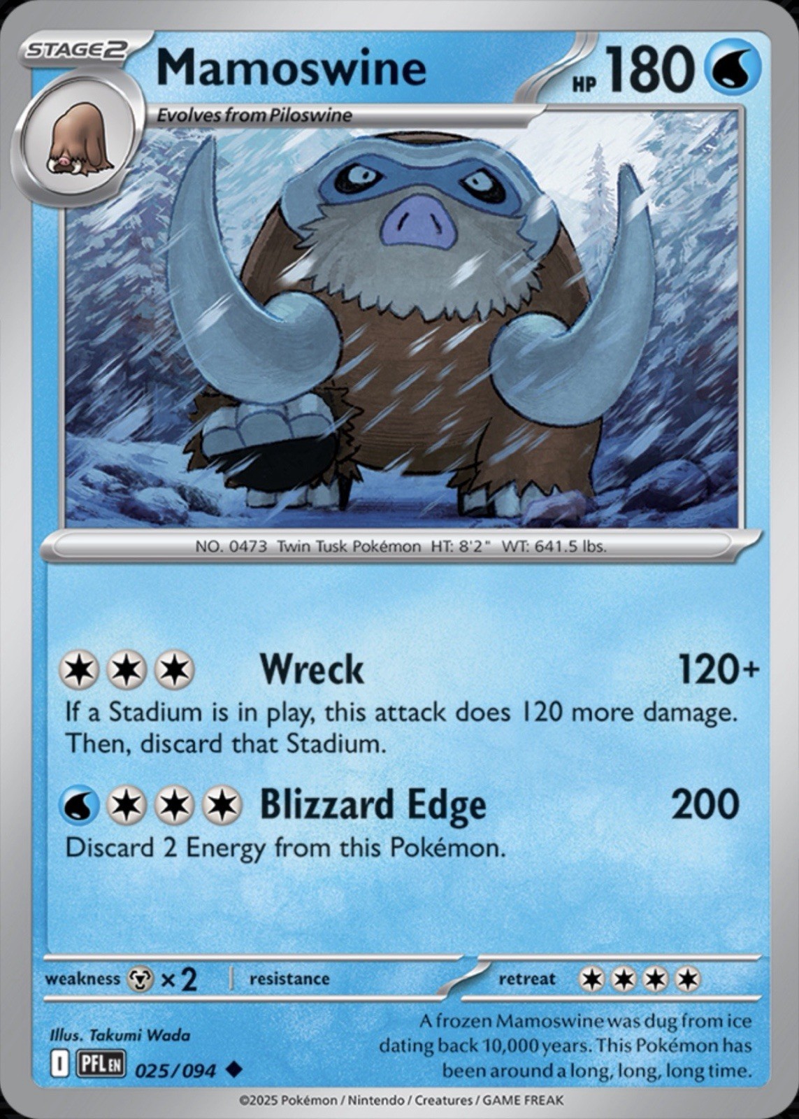 Mamoswine 025/094 Pokémon ME02: Phantasmal Flames Uncommon Regular 2025 NM