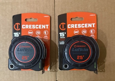 LUFKIN Crescent 1125B-02 Shockforce Nite Eye G1 Dual Sided Tape Measure 25' (2 pack)