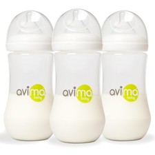 Avima 12 oz Anti-Colic Baby Bottles Fast Flow Nipples BPA Free - Set of 3