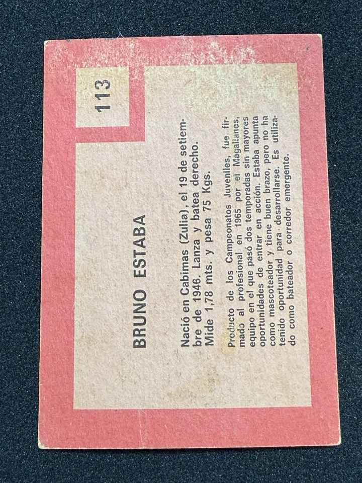 1967 Topps Venezuelan - Bruno Estaba #113 (RC) - Image 2 of 2