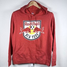 Vintage Red Bull New York Majestic MLS Fleece Hoodie Red Sports Size Medium