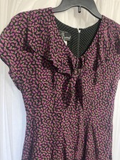 Vintage Carole Little Dress Womens Floral 90s Boho Size 4 Purple Modest