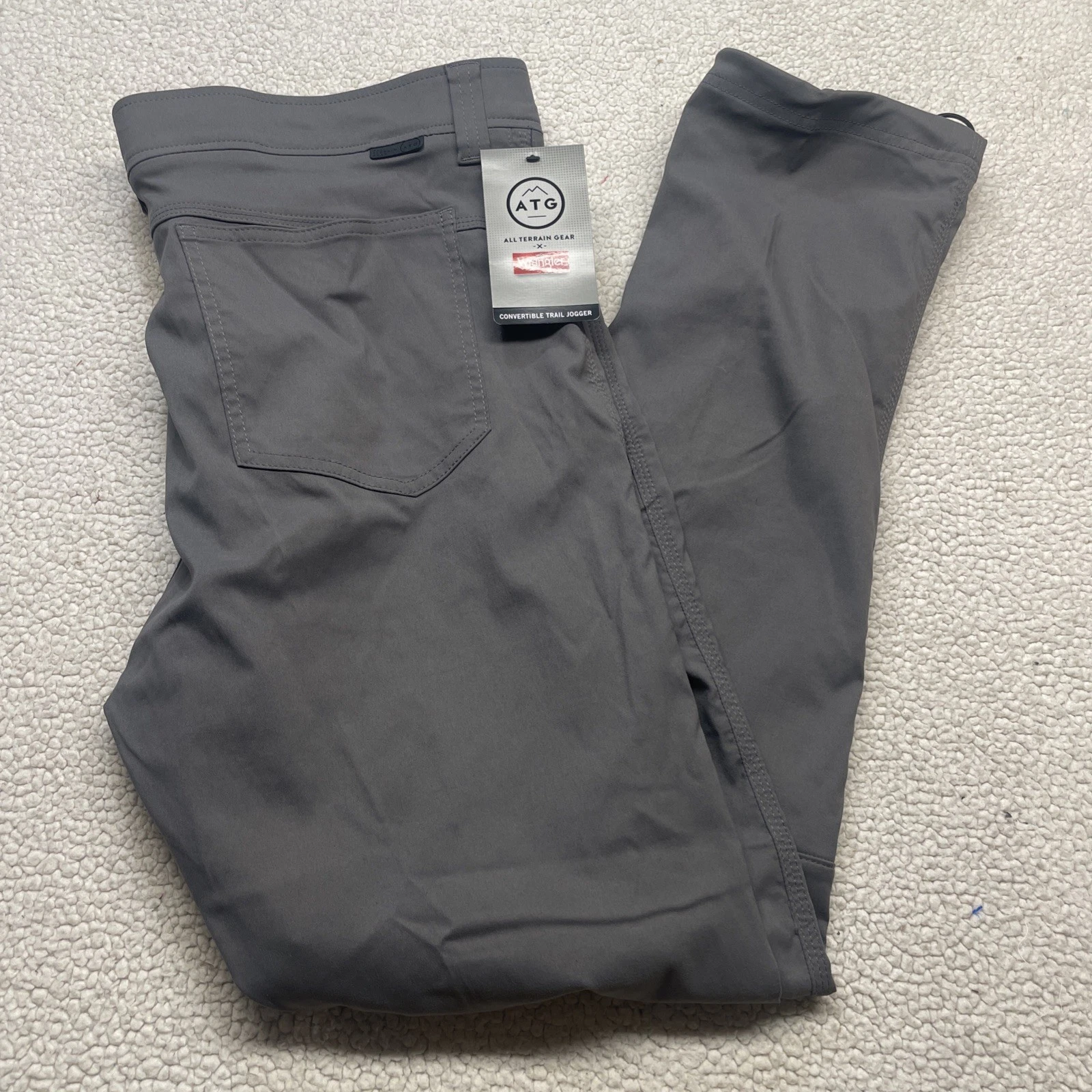 Wrangler Pants Mens 42 Gray ATG Convertible Trail Jogger Hiking Outdoor Belted
