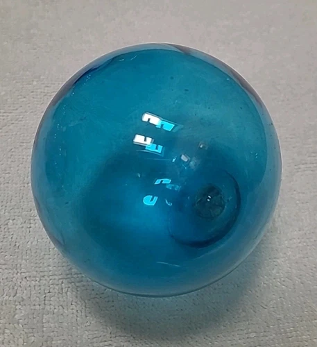 Blown Art Glass Blue Aqua 3" Float Ball Orb Blenko Vintage Sphere