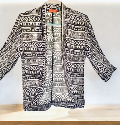 Silky Black & White Open Front Cardigan By Live To Be Spoiled Size M