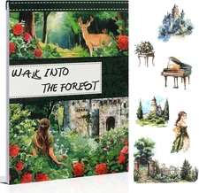 Forest Woodland Castle Scenery Sticker  for Journaling, 20 Sheets Precut PET Was