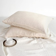 Striped Linen Pillow Cases Set of 2,20"x30" Standard/Queen Size,100 French N...