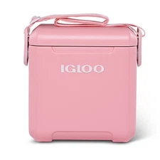 Pink Hard Sided Cooler with Wheels 11 Quart Portable Insulated Picnic Lunch Box