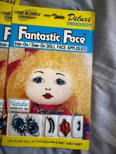 Fantastic Face Iron-on or Sew-on Doll Face Appliques Natalie Design 20-200 blue