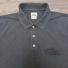 Lacoste Big Croc Polo Shirt Size 6 XL Black Logo Embroidered Short Sleeve Pique