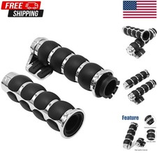 Motorcycle Hand Grips 1 Inch Handlebar Throttle Grips 25MM Chrome Black Alumi...