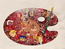 Artist Palette HandMade  12" - One of a Kind w/Kitties