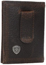 Ariat Performance Work Front Pocket Bifold Money Clip Wallet (Brown Rowdy)