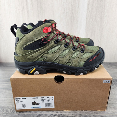 Merrell Moab 3 Mid x Jeep Vibram Size 12 Mens Sarge Green Black Hiking Shoes