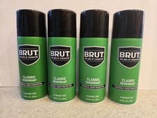 4 PACK BRUT Deodorant Spray ALUMINUM FREE Classic Scent 10 oz