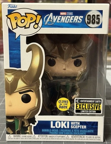 Funko Pop! Marvel Avengers Loki with Scepter Glow #985 EE Exclusive w/ Protector