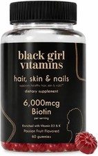 Black Girl Vitamins - Hair, Skin, and Nails Gummies with Biotin 6000 mcg , Zinc