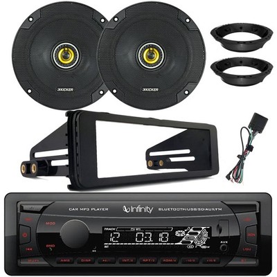 Infinity Radio Receiver, 2x 6.5'' 300W Speakers w/Adapters, Harley Install Kit