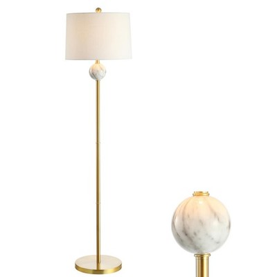 JONATHAN Y Axel 60'' Modern Metal/Resin LED Floor Lamp, Brass Gold/White