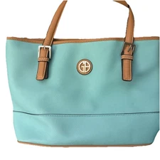 Giani Bernini Womens Saffiano Teal Faux Leather Hand Bag Purse NWOT