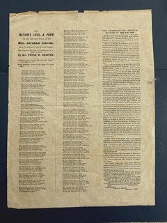 ABE ABRAHAM LINCOLN PRESIDENT RARE BROADSIDE POEM EMANCIPATION PROCLAMATION 1865