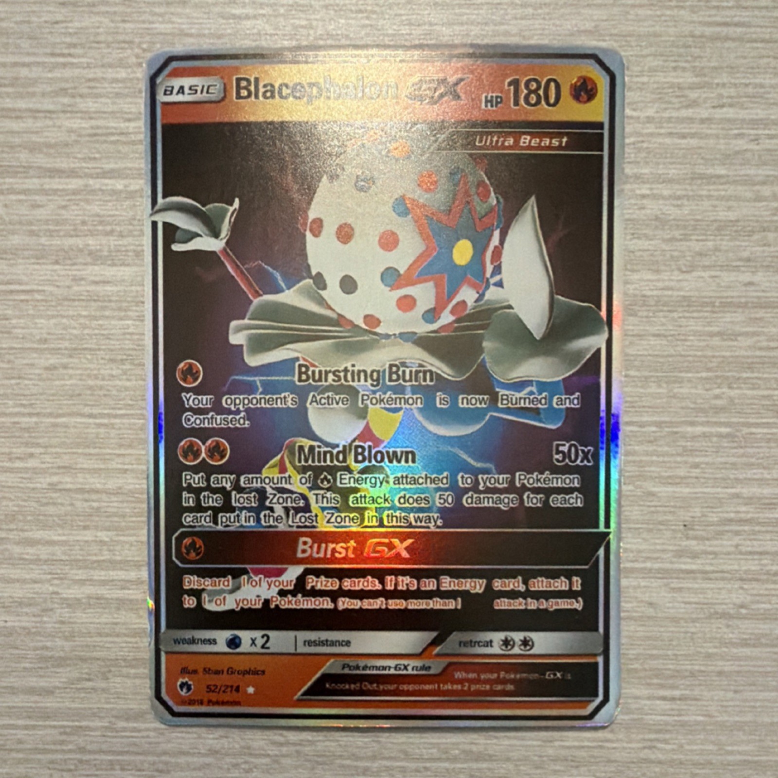 Pokémon Blacephalon GX Ultra Beast Ultra Rare Holo 52/214 Sm-Lost Thunder