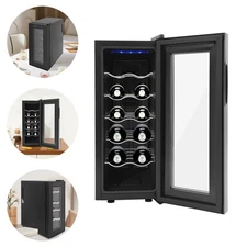 10" Wine Refrigerator Cooler Fridge 12 Bottles Freestanding Fridge For Home Bar