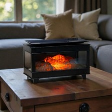 Electric Scented Wax Melt Warmer Oil Burner Log Fire Effect Aroma Diffuser Lamp