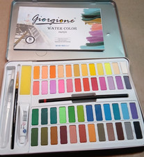 48 Watercolor Paint Set Professional Artist Beginners Art Supplies Kit Metal Box