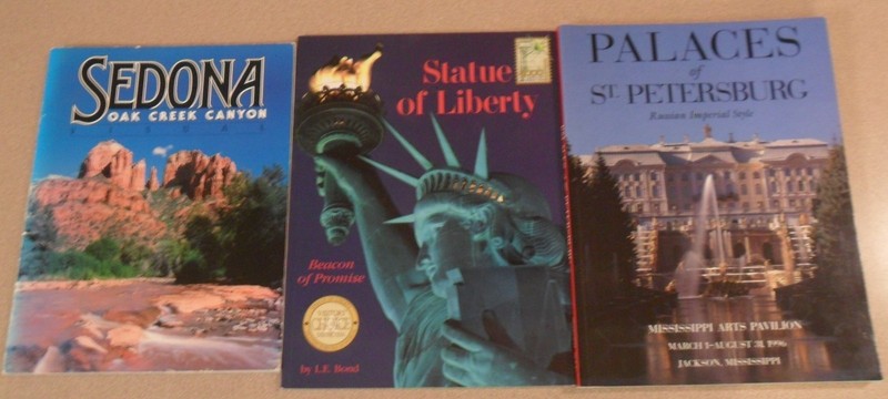 3 Vintage Color Travel Books USA: Sedona, Arizona, Statue of Liberty, NY, Missis