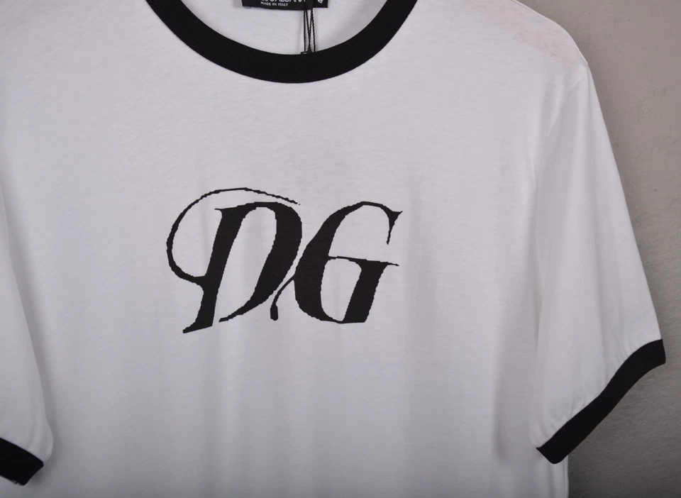 Мужская футболка Dolce&Gabbana белый хлопок L | логотип DG печать спереди | - Изображение 4 из 4