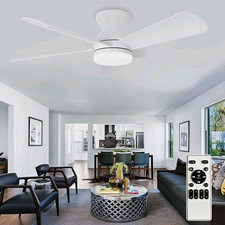 42 in White Ceiling Fan w/ LED Light Remote, 5-Blade 6-Speed Reversible Dimm