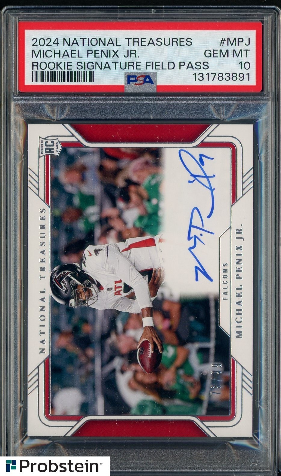 Michael Penix Panini National Treasures Rookie Signatures Field Pass #MPJ Base