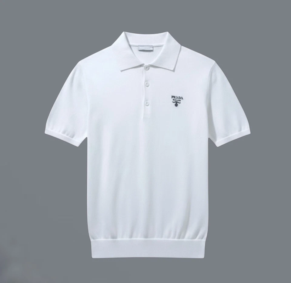 PRADA LUXURIÖSER HERREN-KURZARMPULLOVER / POLOSHIRT AUS 100% KASCHMIR, XL - Bild 1 von 4