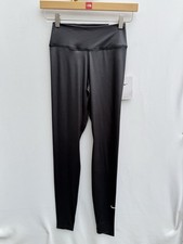 Image of Nike Drifit One Shine Leggings Black Mid Rise Full Length Gym Training Womens XS